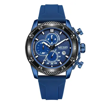MEGIR Mens' Watches Luxury Fashion Military Sport Watch for Man Waterproof Luminous Silicone Quartz Wrist Watch Clock 2211