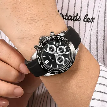 MEGIR Sports Mens Watches Top Brand Men Luxury Military Quartz Watch Silicone Luminous Chronograph Man Clock Wrist Watch 8104