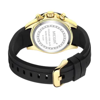 MEGIR Sports Mens Watches Top Brand Men Luxury Military Quartz Watch Silicone Luminous Chronograph Man Clock Wrist Watch 8104
