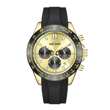 MEGIR Sports Mens Watches Top Brand Men Luxury Military Quartz Watch Silicone Luminous Chronograph Man Clock Wrist Watch 8104