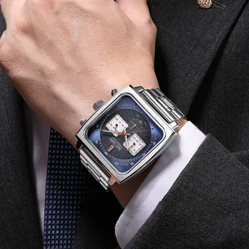 MEGIR Reloj Hombre Original Luxury Business Watch for Men Steel Band Quartz Wristwatch Chronograph Clock