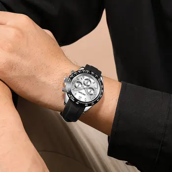 MEGIR Sports Mens Watches Top Brand Men Luxury Military Quartz Watch Silicone Luminous Chronograph Man Clock Wrist Watch 8104