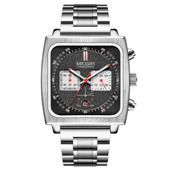 MEGIR Reloj Hombre Original Luxury Business Watch for Men Steel Band Quartz Wristwatch Chronograph Clock
