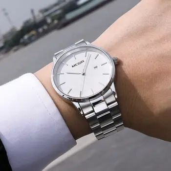 MEGIR Quartz Watch for Men Top Brand Luxury Steel Band Wristwatches Business Casual Date Clock Waterproof Relogio Masculino