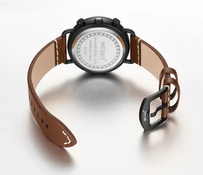 MEGIR Fashion Mens Watches Luxury Sport Quartz Wrist Watch Steel Mesh Business Casual Watches Calendar Leather Band Man Clock
