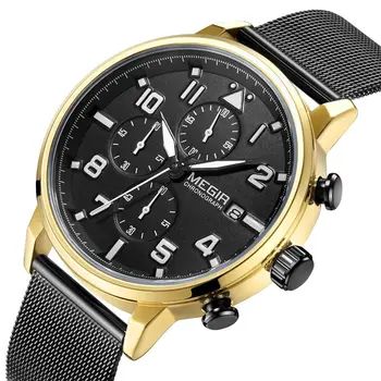 MEGIR Luxury Watches for Mens Casual Business Quartz Wrist Watch Calendar Date Man Clock Chronograph Relogio Masculino 2157