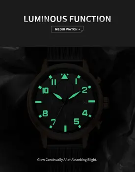 MEGIR Luxury Watches for Mens Casual Business Quartz Wrist Watch Calendar Date Man Clock Chronograph Relogio Masculino 2157