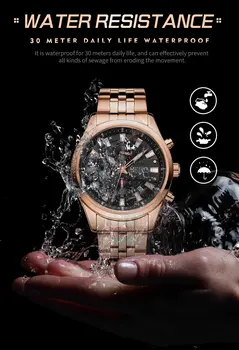 MEGIR Fashion Men Watches Luxury Business Wristwatch Stainless Steel Quartz Watch Calendar Luminous Man Clock Relogio Masculino