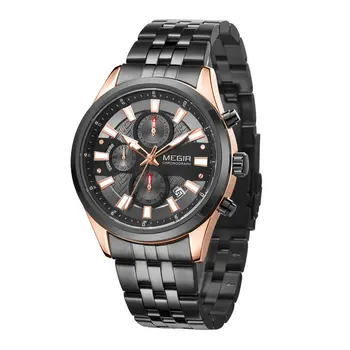 MEGIR Fashion Men Watches Luxury Business Wristwatch Stainless Steel Quartz Watch Calendar Luminous Man Clock Relogio Masculino