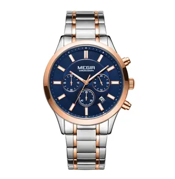 MEGIR Stainless Steel Waterproof Wrist Watches for Men Luminous Chronograph Business Quartz Men's Casual Clock Reloj Hombre