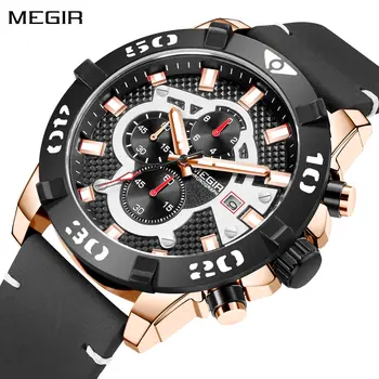 MEGIR Men Watches Fashion Luxury Big Dial Sports Watches Waterproof Quartz Wristwatch Chronograph Man Casual Luminous Clock 2136