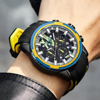 MEGIR New Sport Watch for Luxury Silicone Quartz Casual Wristwatch Waterproof Military Wrist Watch Man Clock Reloj Hombre 2133