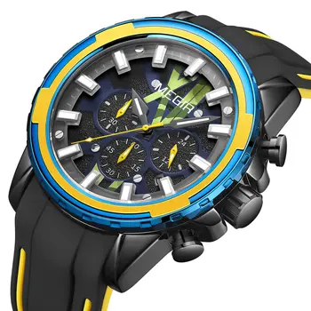 MEGIR New Sport Watch for Luxury Silicone Quartz Casual Wristwatch Waterproof Military Wrist Watch Man Clock Reloj Hombre 2133