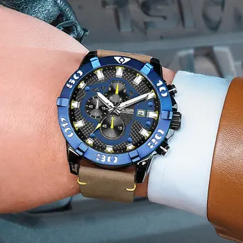 MEGIR Men Watches Fashion Luxury Big Dial Sports Watches Waterproof Quartz Wristwatch Chronograph Man Casual Luminous Clock 2136