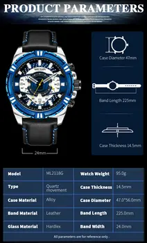 MEGIR Luxury Casual Watches for Men Fashion Leather Sports Military Wristwatch Calendar Luminous Quartz Man Clock Montre Homme