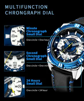 MEGIR Luxury Casual Watches for Men Fashion Leather Sports Military Wristwatch Calendar Luminous Quartz Man Clock Montre Homme