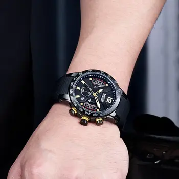 MEGIR Men Watch Top Brand Luxury Sport Chronograph Fashion Casual Mens Quartz Watches Silicone Wristwatches Reloj Hombre 2106