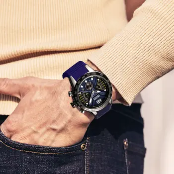 MEGIR Men Watch Top Brand Luxury Sport Chronograph Fashion Casual Mens Quartz Watches Silicone Wristwatches Reloj Hombre 2106