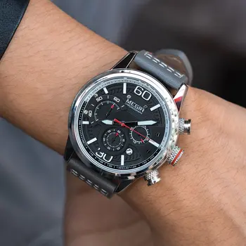 MEGIR Fashion Mens Watches Top Brand Luxury Sports Chronograph Quartz Wrist Watch Men Business Wristwatch Relogio Masculino 2110