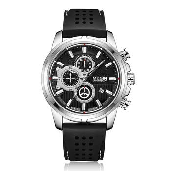MEGIR Brand Luxury Sport Quartz Watch Silicone Chronograph Men Wristwatches Waterproof Male Calendar Clock Wrist Watch 2101