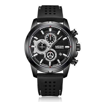 MEGIR Brand Luxury Sport Quartz Watch Silicone Chronograph Men Wristwatches Waterproof Male Calendar Clock Wrist Watch 2101