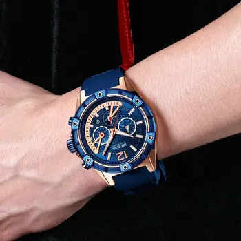 MEGIR Fashion Mens Watches Top Brand Luxury Silicone Sport Military Watch Chronograph Date Waterproof Wristwatch Male Clock 2083