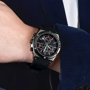 MEGIR Mens Watches Silicone Quartz Wrist Watch Chronograph Fashion Sport Business Wristwatch Luminous Male Clock Montre Homme