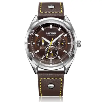 MEGIR Brand Quartz Men Watch Relogio Masculino Leather Strap Military Business Wrist Watches Men Clock Hour Time Man Chronograph