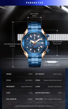MEGIR Fashion Men Watches Luxury Business Watch for Men Stainless Steel Quartz Wrist Watch Calendar Date Clock Reloj Hombre 2065