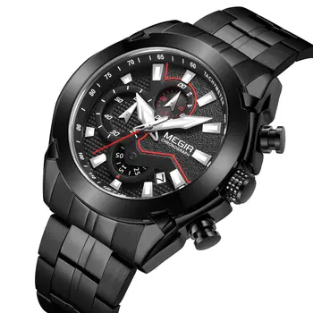 MEGIR Fashion Men Watches Luxury Business Watch for Men Stainless Steel Quartz Wrist Watch Calendar Date Clock Reloj Hombre 2065