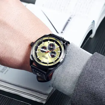 MEGIR Brand Quartz Men Watch Relogio Masculino Leather Strap Military Business Wrist Watches Men Clock Hour Time Man Chronograph