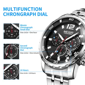 MEGIR Chronograph Quartz Men Watch Top Brand Luxury Military Wrist Watches Clock Men Relogio Masculino Business Wristwatch