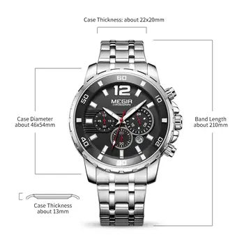 MEGIR Chronograph Quartz Men Watch Top Brand Luxury Military Wrist Watches Clock Men Relogio Masculino Business Wristwatch