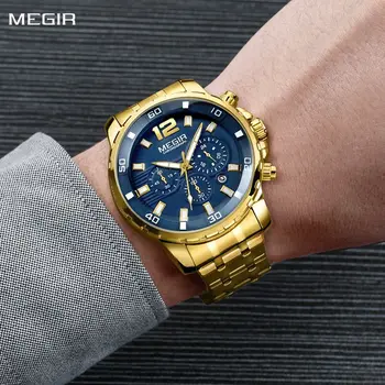 MEGIR Chronograph Quartz Men Watch Top Brand Luxury Military Wrist Watches Clock Men Relogio Masculino Business Wristwatch
