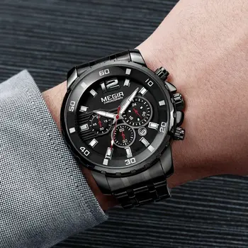 MEGIR Chronograph Quartz Men Watch Top Brand Luxury Military Wrist Watches Clock Men Relogio Masculino Business Wristwatch