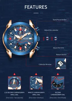 MEGIR Fashion Men Watches Luxury Business Watch for Men Stainless Steel Quartz Wrist Watch Calendar Date Clock Reloj Hombre 2065