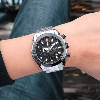 MEGIR Fashion Men Watches Luxury Business Watch for Men Stainless Steel Quartz Wrist Watch Calendar Date Clock Reloj Hombre 2065