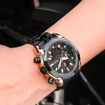 MEGIR Fashion Men Watches Luxury Business Watch for Men Stainless Steel Quartz Wrist Watch Calendar Date Clock Reloj Hombre 2065
