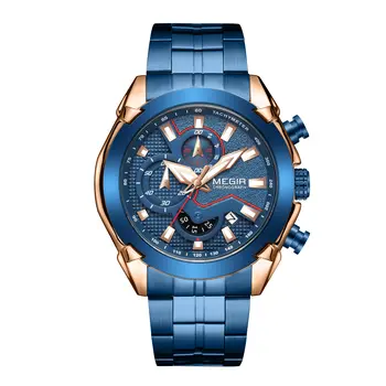 MEGIR Fashion Men Watches Luxury Business Watch for Men Stainless Steel Quartz Wrist Watch Calendar Date Clock Reloj Hombre 2065