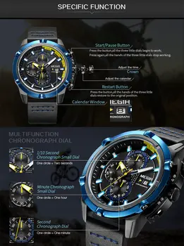 MEGIR Luxury Men's Watch Top Brand Fashion Sports Military Watches for Men Waterproof Quartz Wristwatch Leather Clock Man 2062