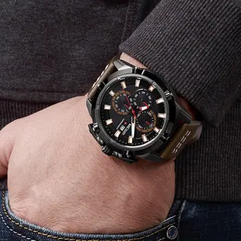 MEGIR Luxury Men's Watch Top Brand Fashion Sports Military Watches for Men Waterproof Quartz Wristwatch Leather Clock Man 2062