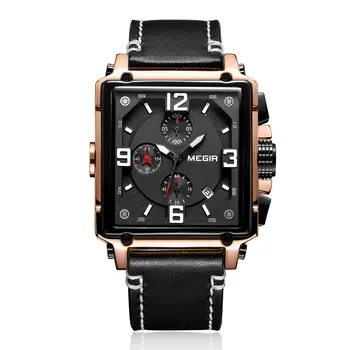 MEGIR Men Watch Top Brand Luxury Chronograph Quartz Watches Clock Men Leather Sport Army Military Wrist Watch Relogio Masculino