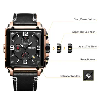 MEGIR Men Watch Top Brand Luxury Chronograph Quartz Watches Clock Men Leather Sport Army Military Wrist Watch Relogio Masculino