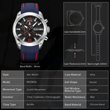 MEGIR Sport Watch Silicone Strap Chronograph Men Quartz Military Watch Waterproof Wrist Watches Relogio Masculino Man Clock