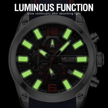 MEGIR Sport Watch Silicone Strap Chronograph Men Quartz Military Watch Waterproof Wrist Watches Relogio Masculino Man Clock