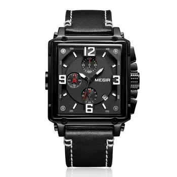 MEGIR Men Watch Top Brand Luxury Chronograph Quartz Watches Clock Men Leather Sport Army Military Wrist Watch Relogio Masculino