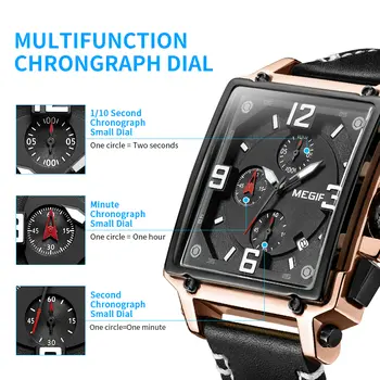 MEGIR Men Watch Top Brand Luxury Chronograph Quartz Watches Clock Men Leather Sport Army Military Wrist Watch Relogio Masculino