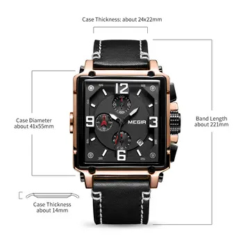 MEGIR Men Watch Top Brand Luxury Chronograph Quartz Watches Clock Men Leather Sport Army Military Wrist Watch Relogio Masculino