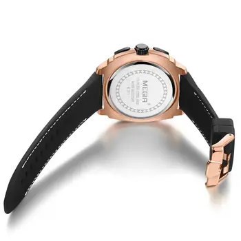 MEGIR Chronograph Men Sport Watch Fashion Silicone Army Military Watches Relogio Masculino Quartz Wrist Watch Clock Men 2056