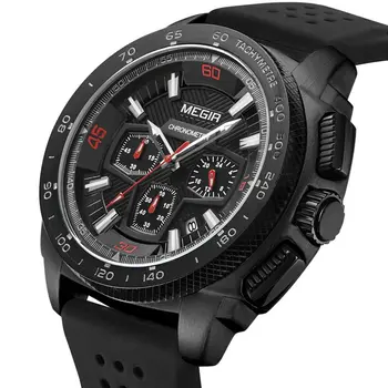 MEGIR Chronograph Men Sport Watch Fashion Silicone Army Military Watches Relogio Masculino Quartz Wrist Watch Clock Men 2056